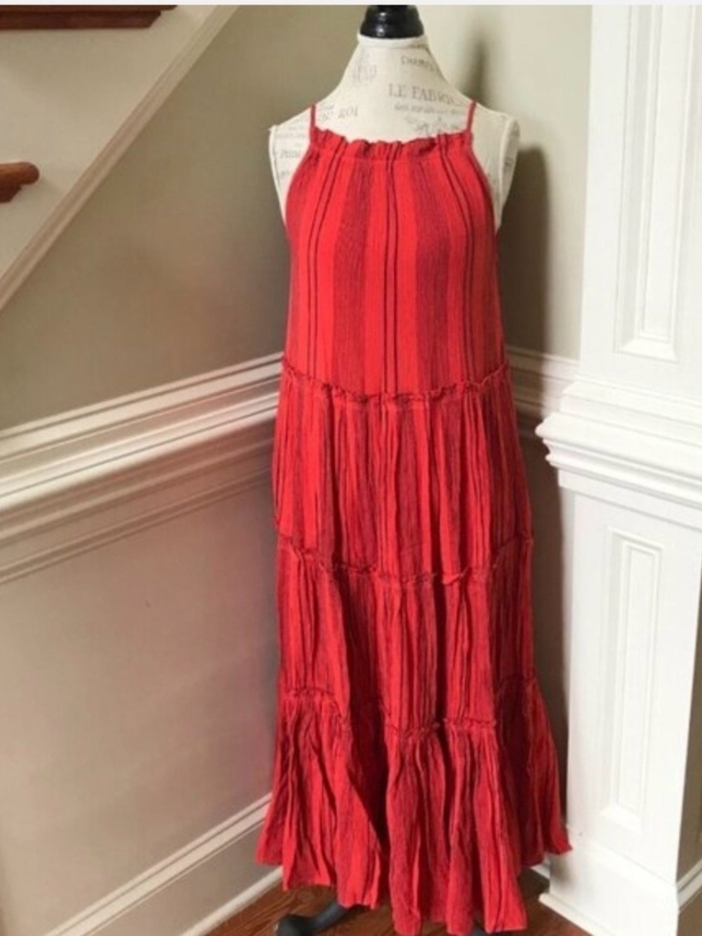 Sundry Red Striped Maxi Dress